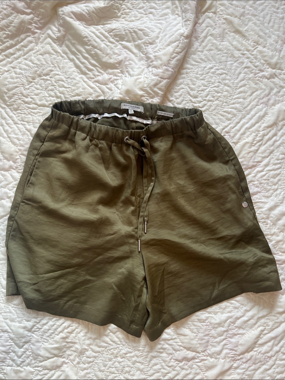 Scotch & Soda Olive Green Drawstring Athletic Shorts